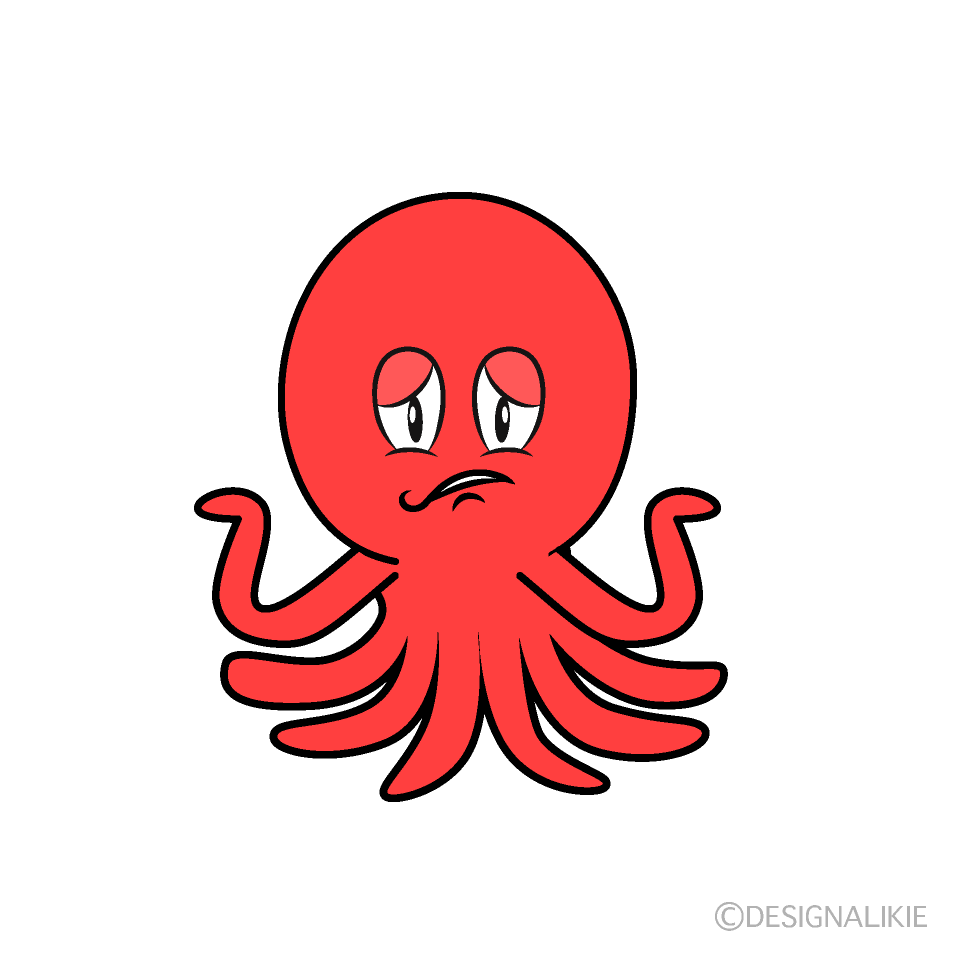 Troubled Octopus Cartoon Character Image
