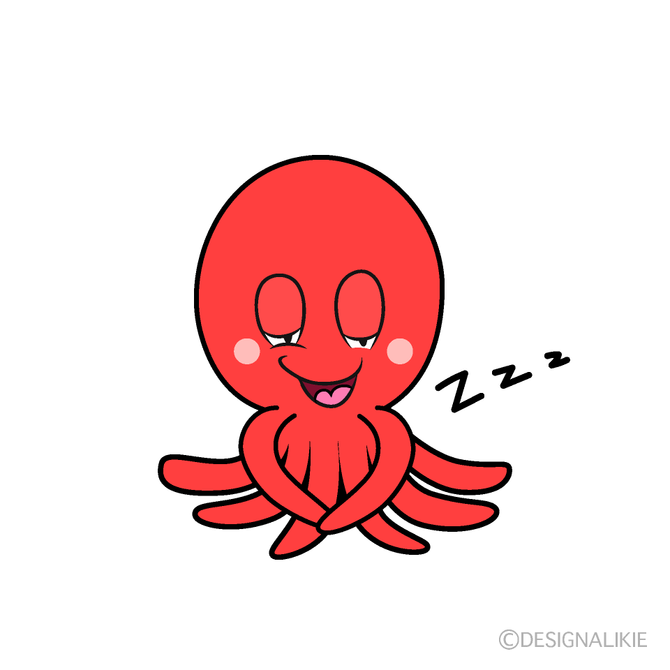 Sleeping Octopus Cartoon Character Image
