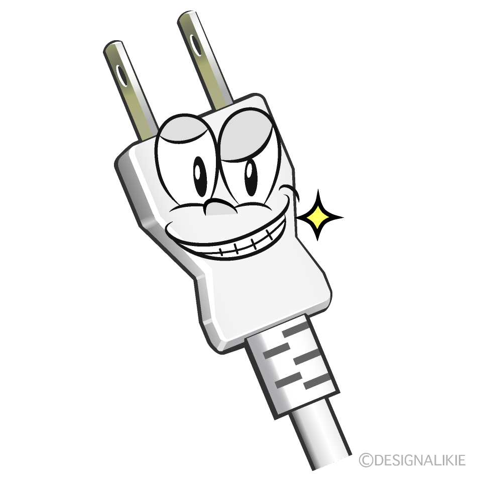 Grinning Power Plug Cartoon Character Image