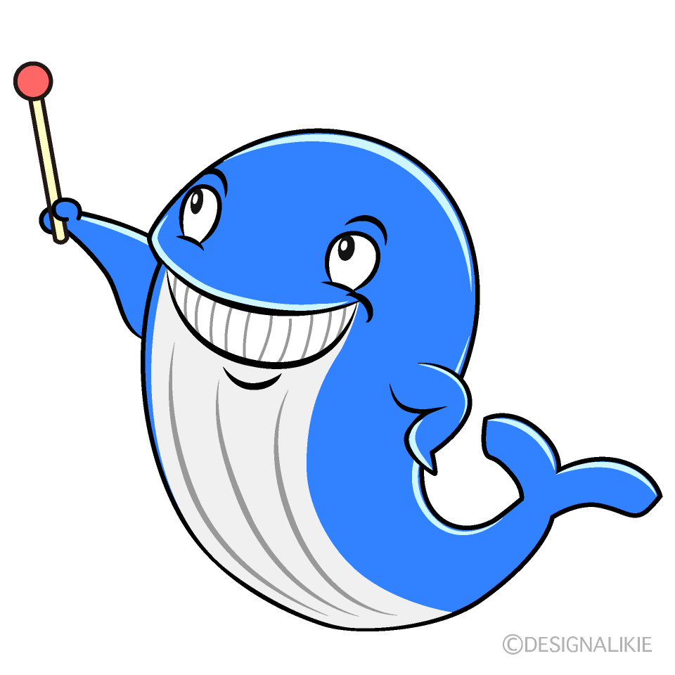 Speaking Blue Whale Cartoon Character Image