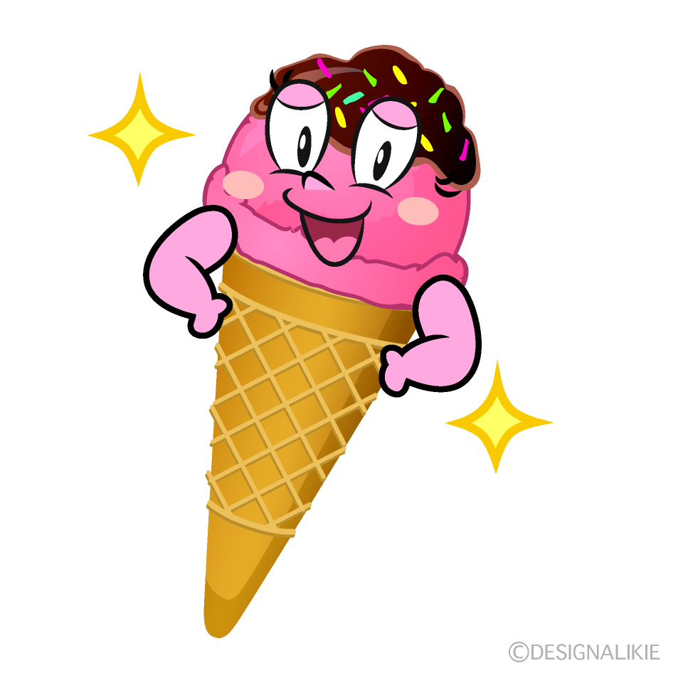 Glitter Ice Cream Cartoon Character Image
