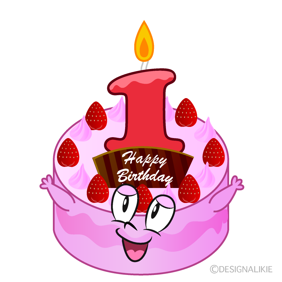 1 Year Birthday Cake Cartoon Character Image