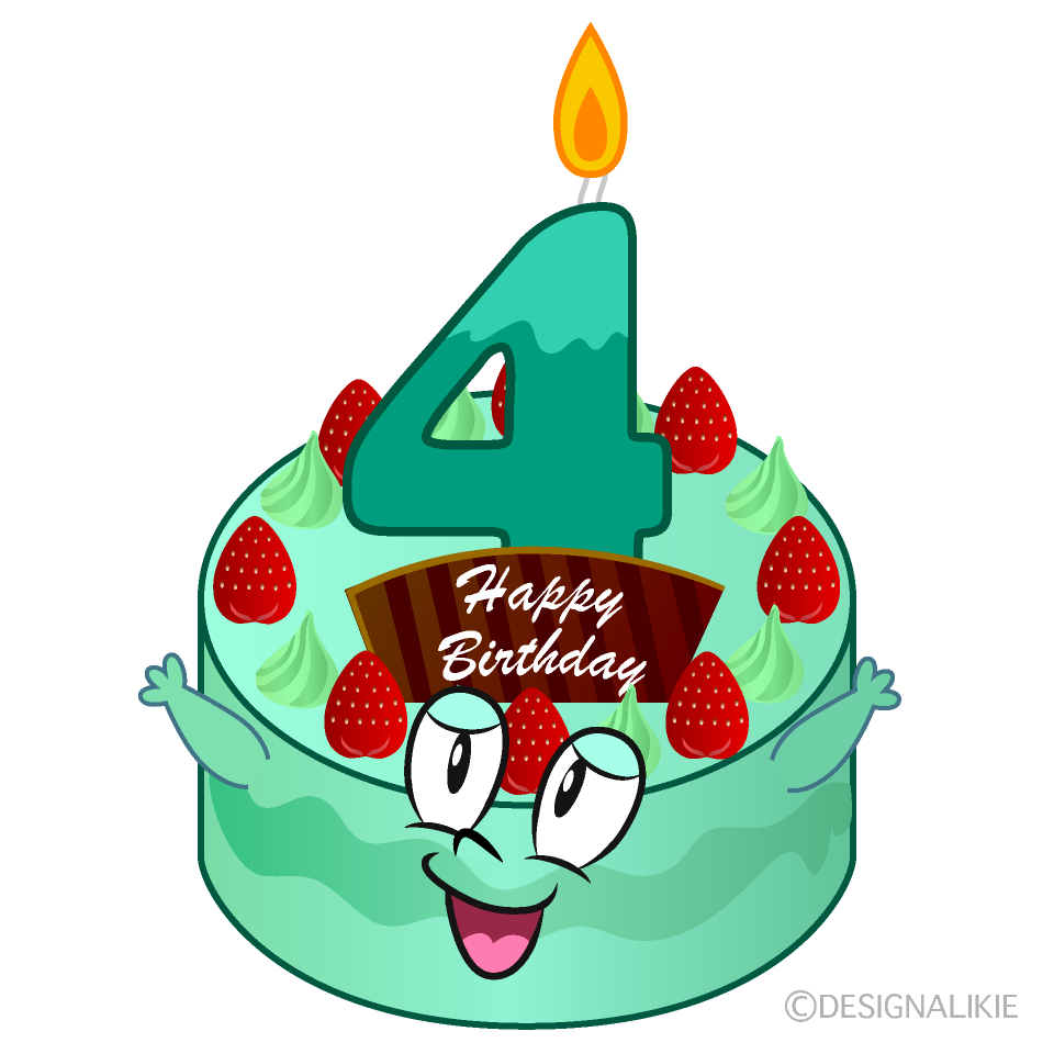 4th Birthday Cake Cartoon Character Image