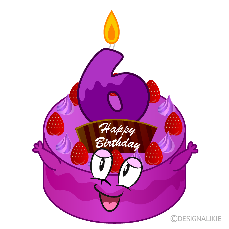 6th Birthday Cake Cartoon Character Image