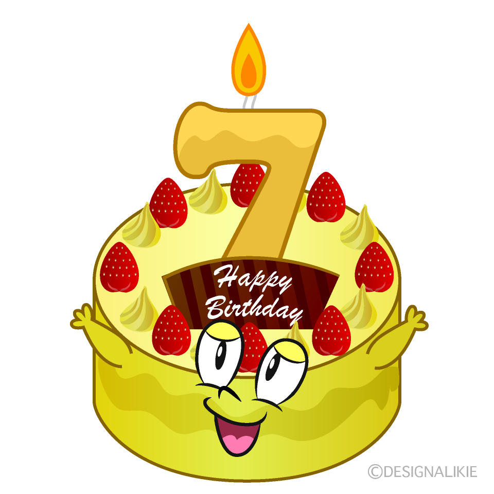7th Birthday Cake Cartoon Character Image