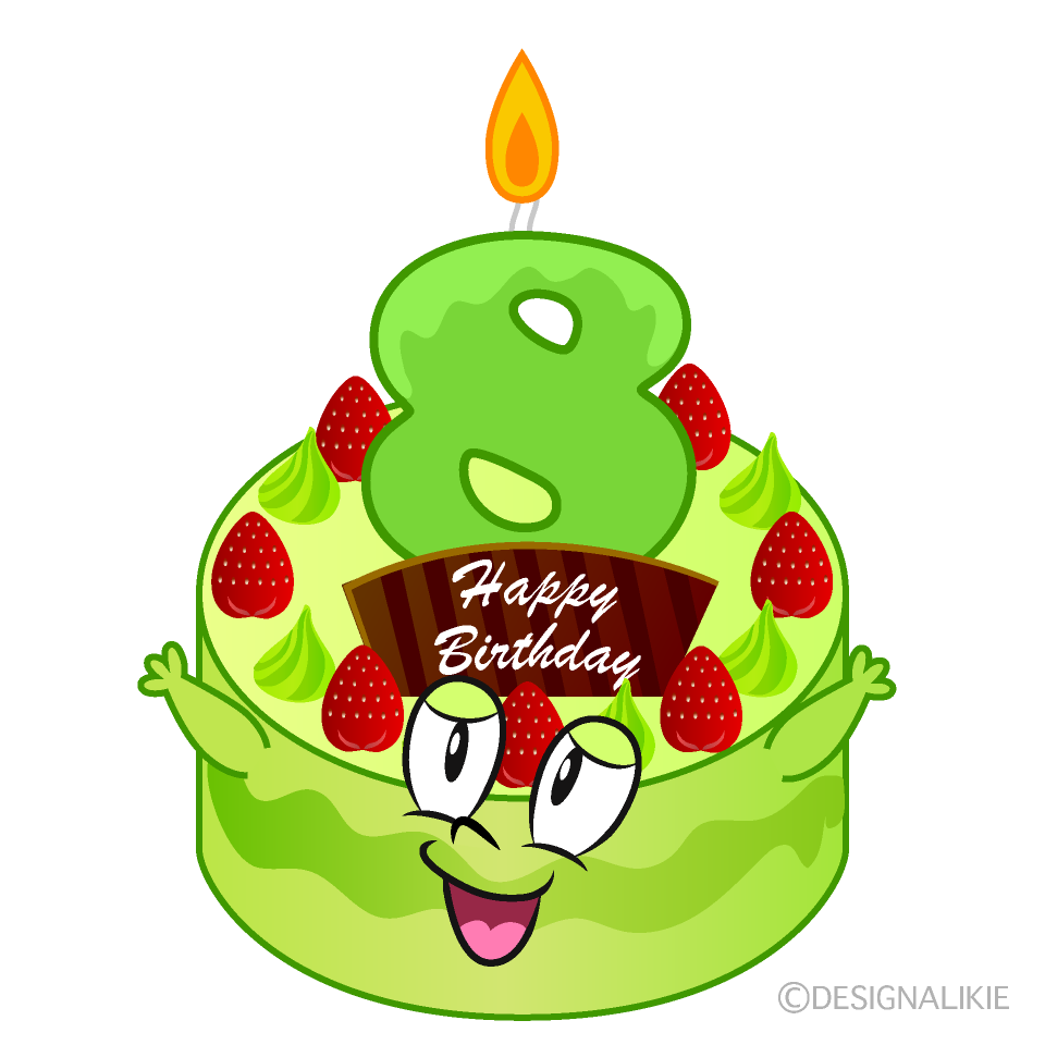 8th Birthday Cake Cartoon Character Image