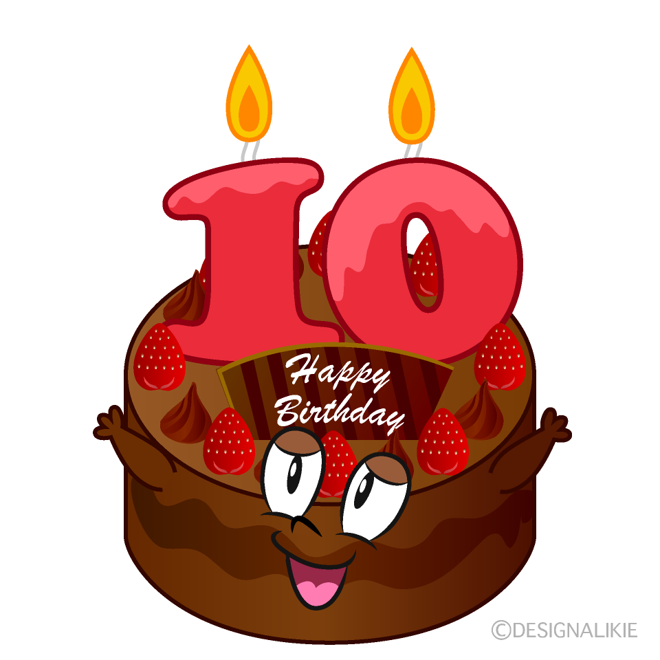 10th Birthday Cake Cartoon Character Image