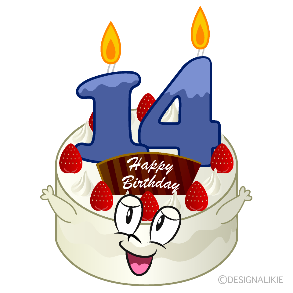 14th Birthday Cake Cartoon Character Image