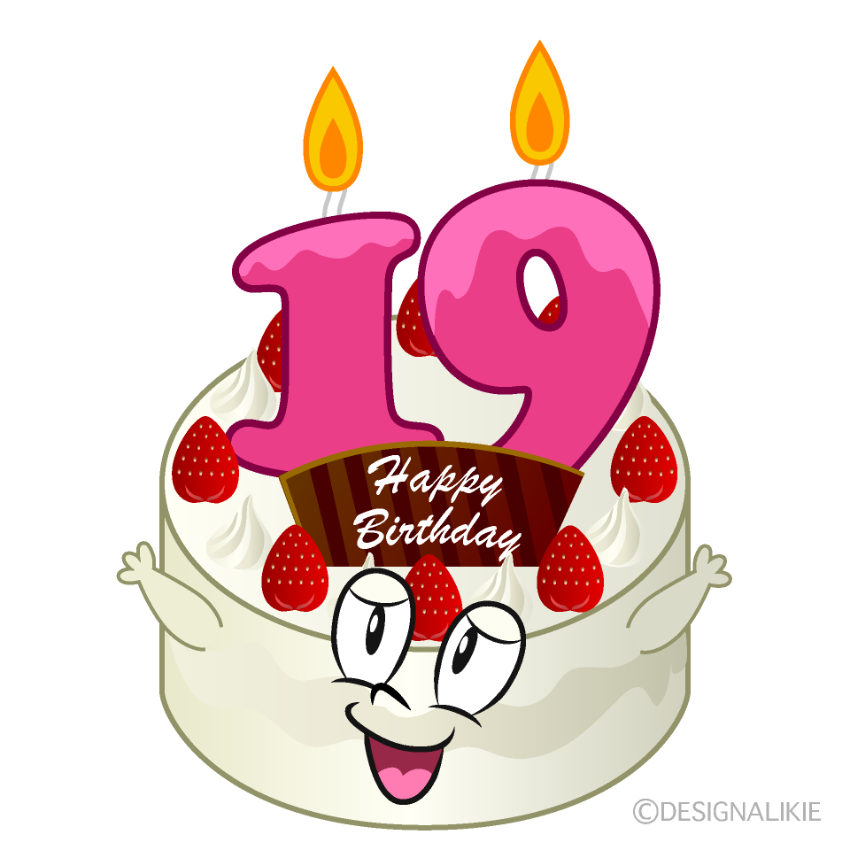 19th Birthday Cake Cartoon Character Image