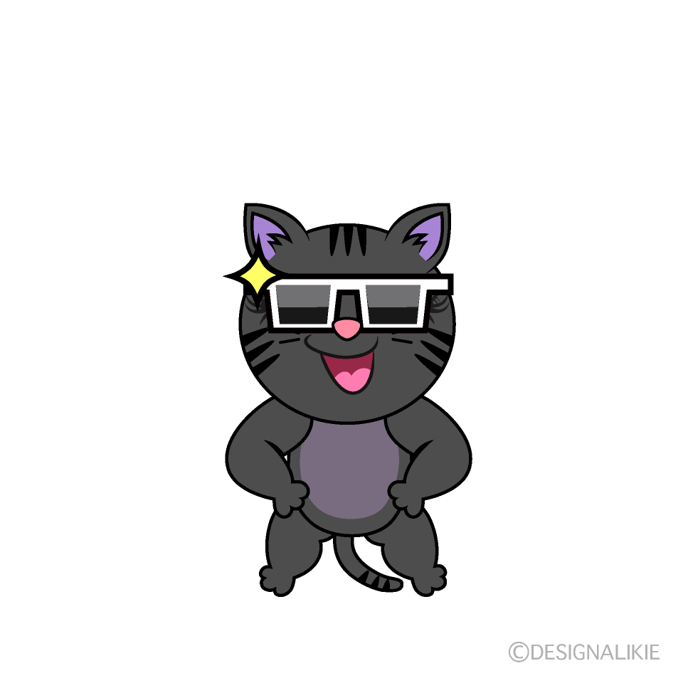 Cool Girl Cat Cartoon Character Image