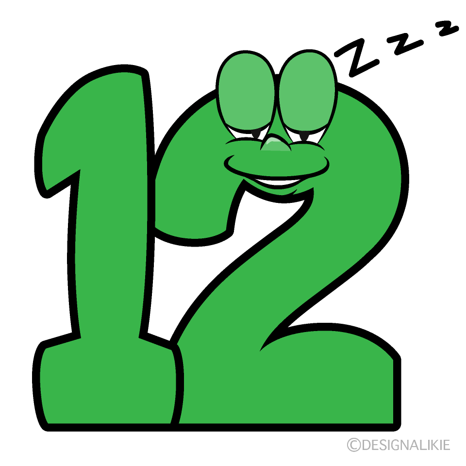 Sleeping Number 12 Cartoon Character Image