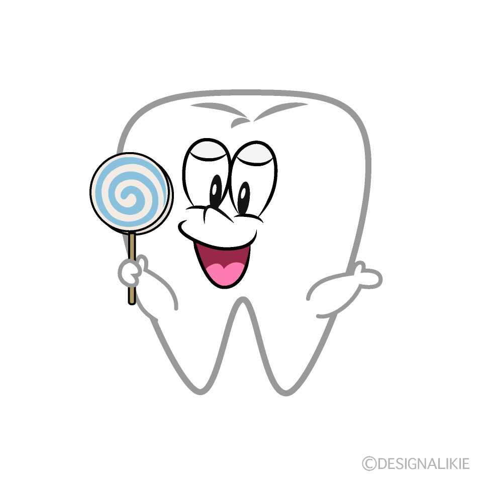 Tooth with Candy Cartoon Character Image