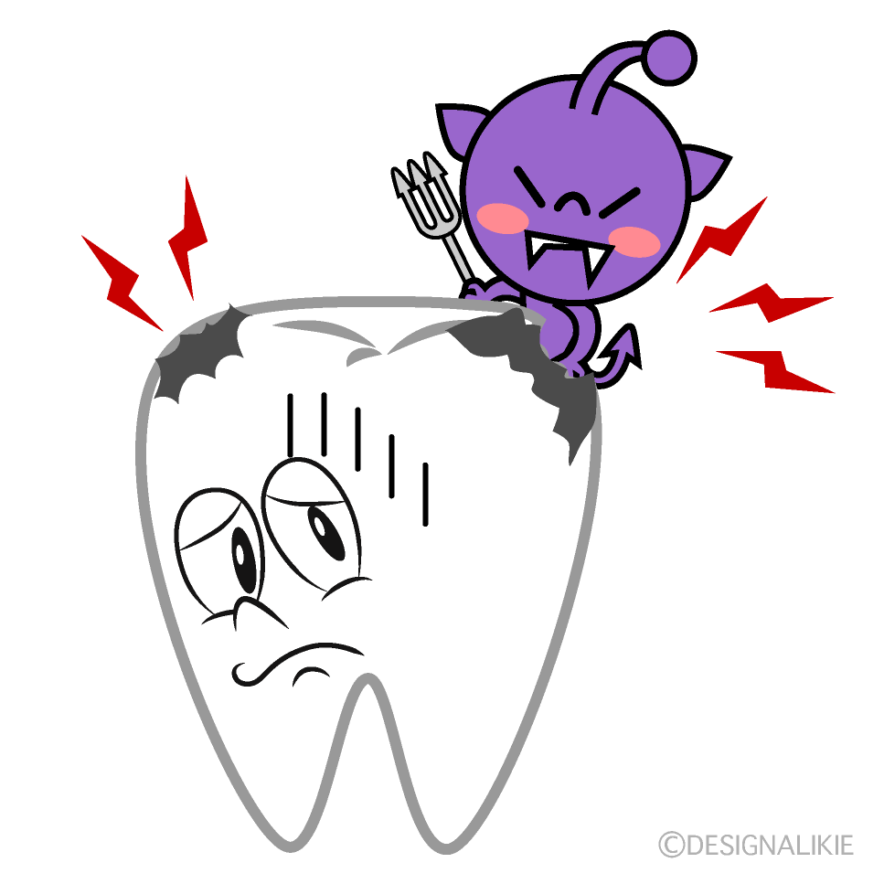 Caries and Tooth Cartoon Character Image