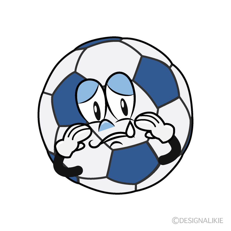 Sobbing Soccer Ball Cartoon Character Image