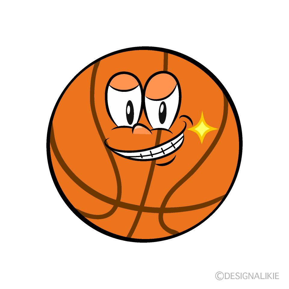 Grinning Basketball Cartoon Character Image