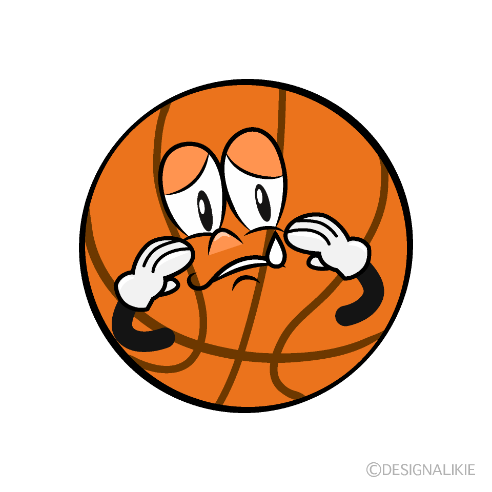 Sobbing Basketball Cartoon Character Image