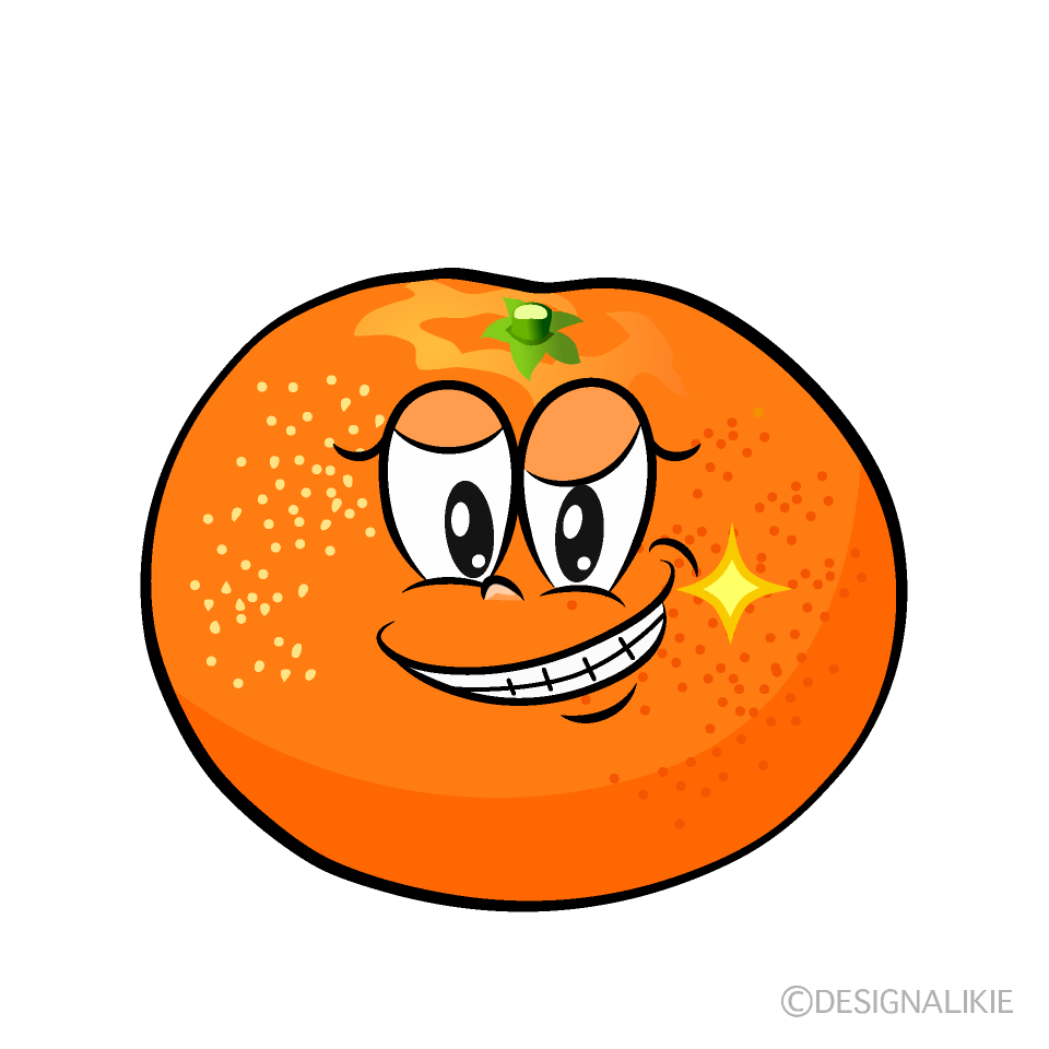 Grinning Mandarin Orange Cartoon Character Image