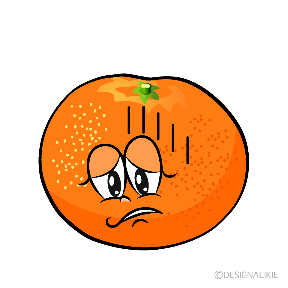 Depressed Mandarin Orange Cartoon Character Image