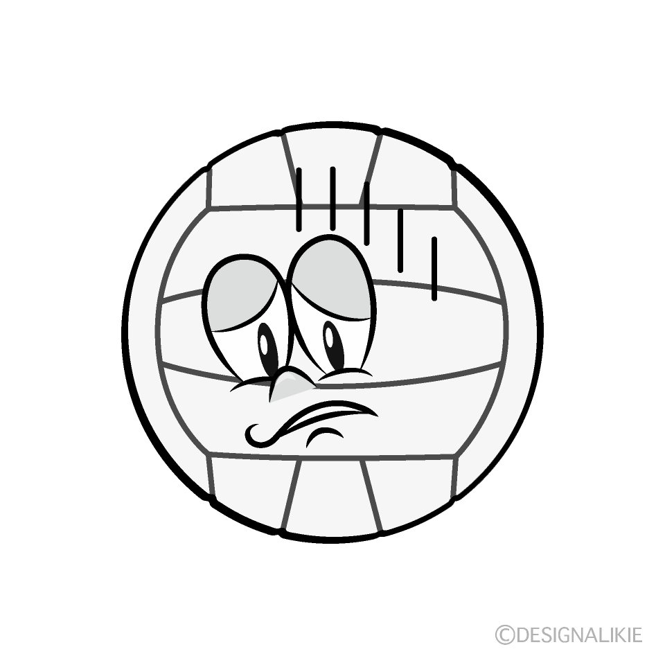 Depressed Volleyball Cartoon Character Image