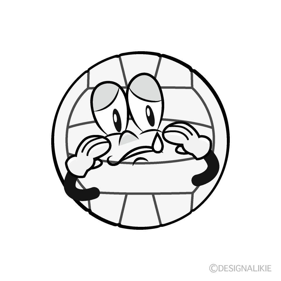 Sobbing Volleyball Cartoon Character Image
