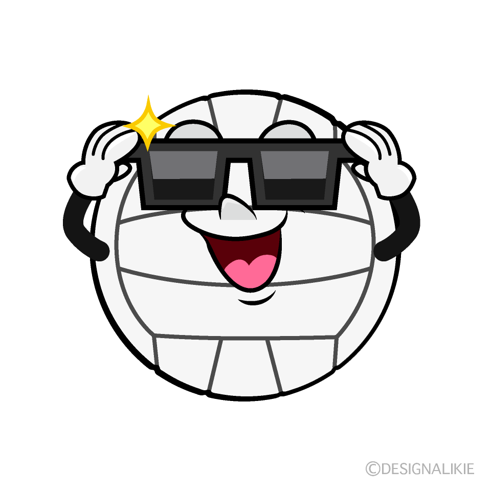 Volleyball with Sunglasses Cartoon Character Image