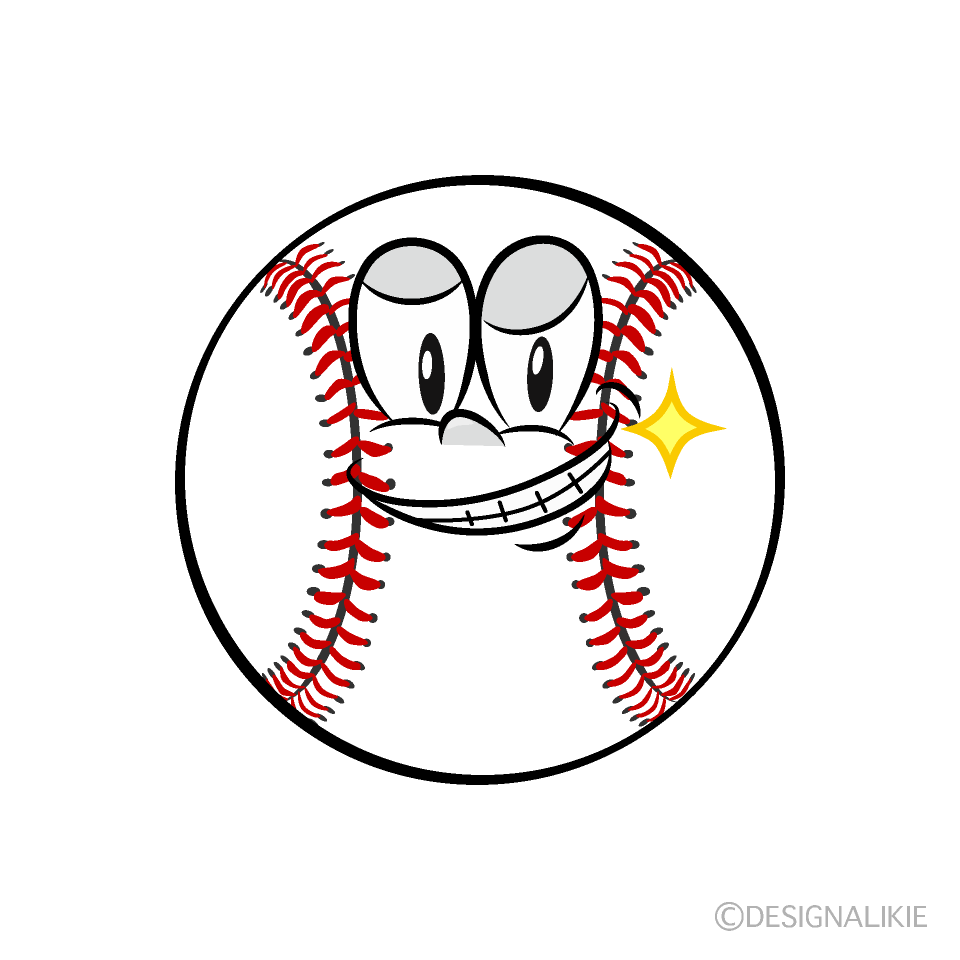 Grinning Baseball Cartoon Character Image