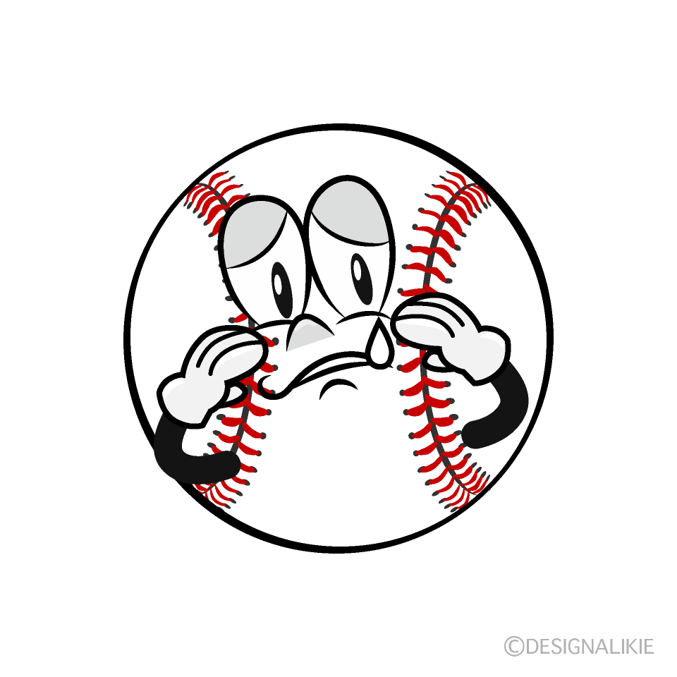 Sobbing Baseball Cartoon Character Image