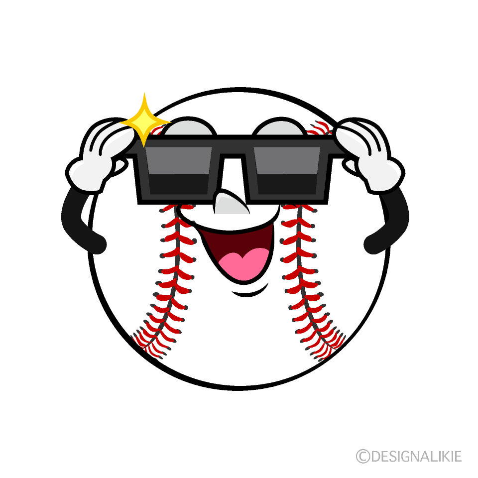 Baseball with Sunglasses Cartoon Character Image