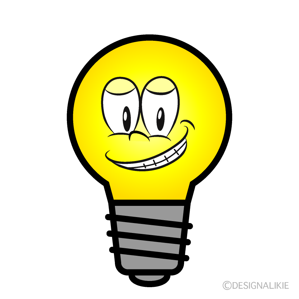 Grinning Light Bulb Cartoon Character Image