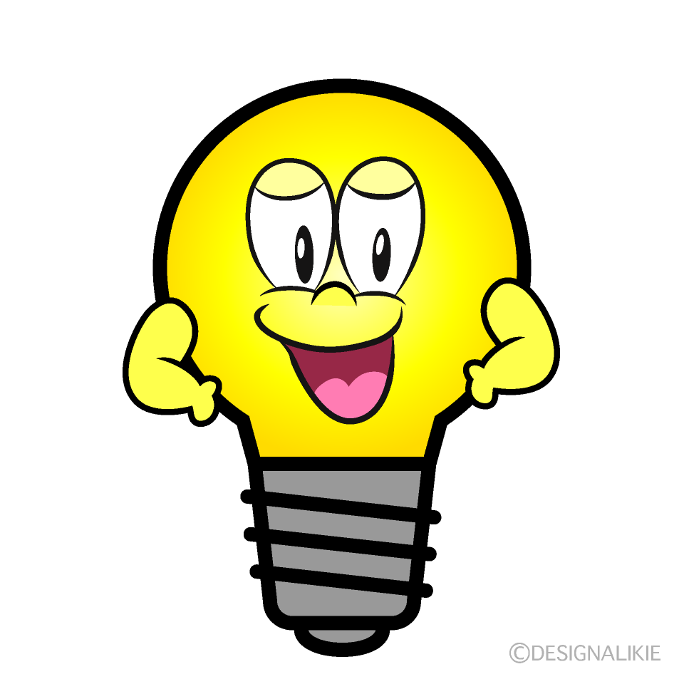 Confident Light Bulb Cartoon Character Image