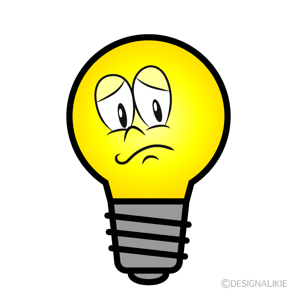 Worried Light Bulb Cartoon Character Image