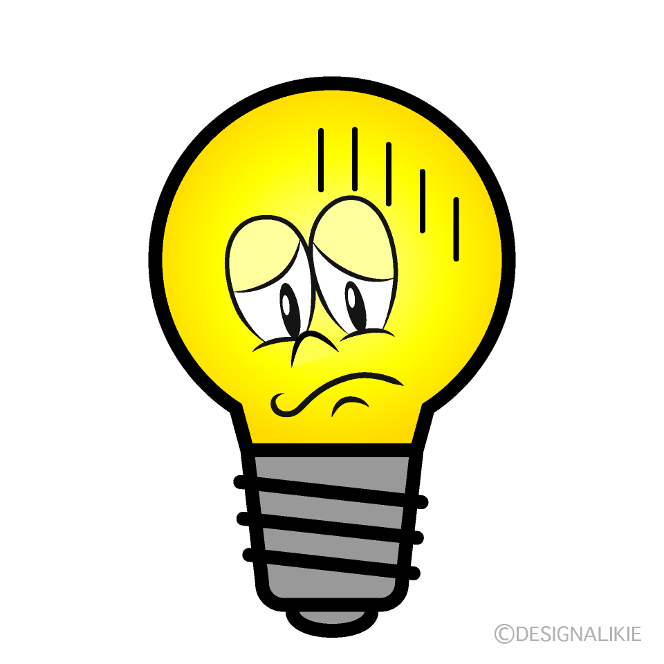 Depressed Light Bulb Cartoon Character Image