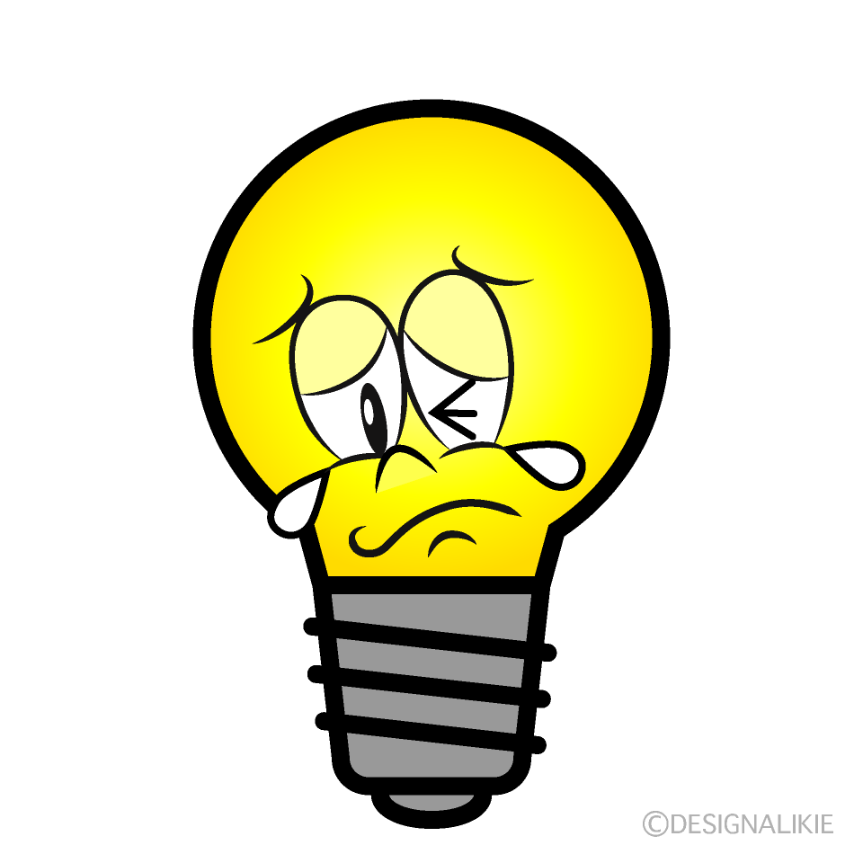Crying Light Bulb Cartoon Character Image