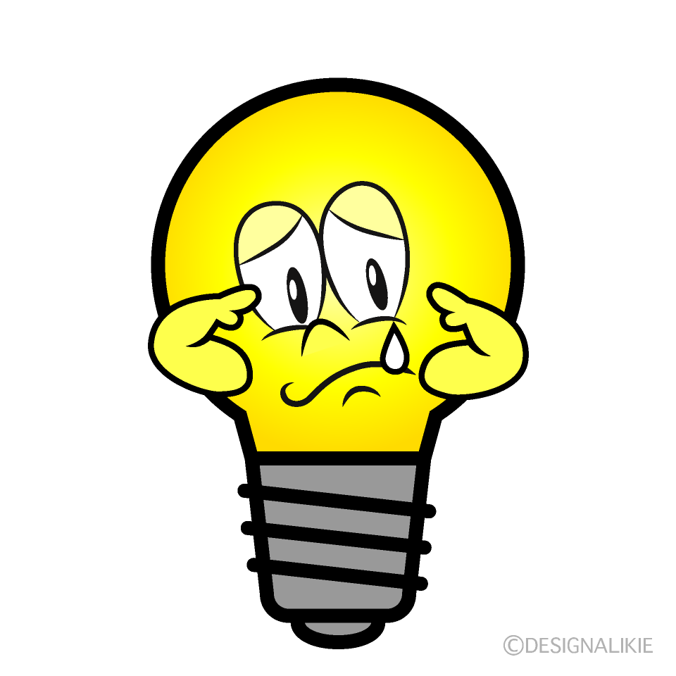 Sobbing Light Bulb Cartoon Character Image
