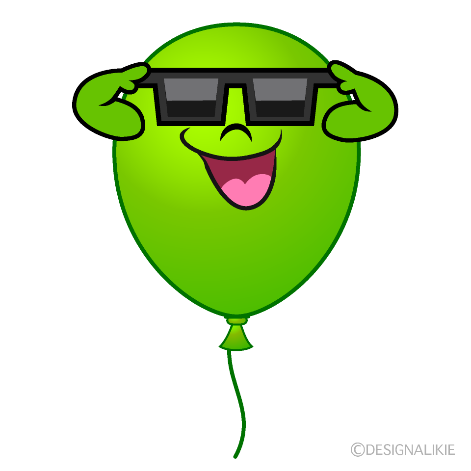 Balloon with Sunglasses Cartoon Character Image