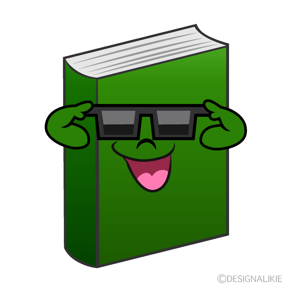 Book with Sunglasses Cartoon Character Image
