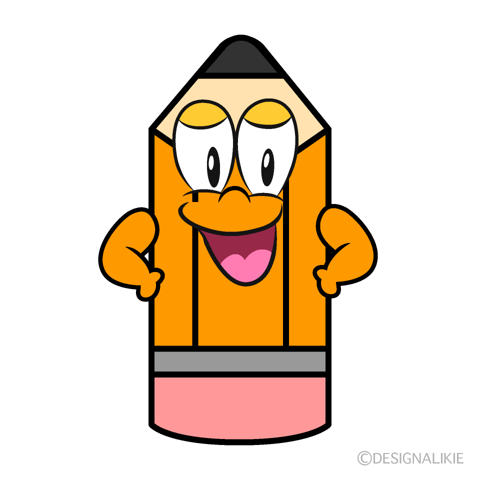 Confident Pencil Cartoon Character Image