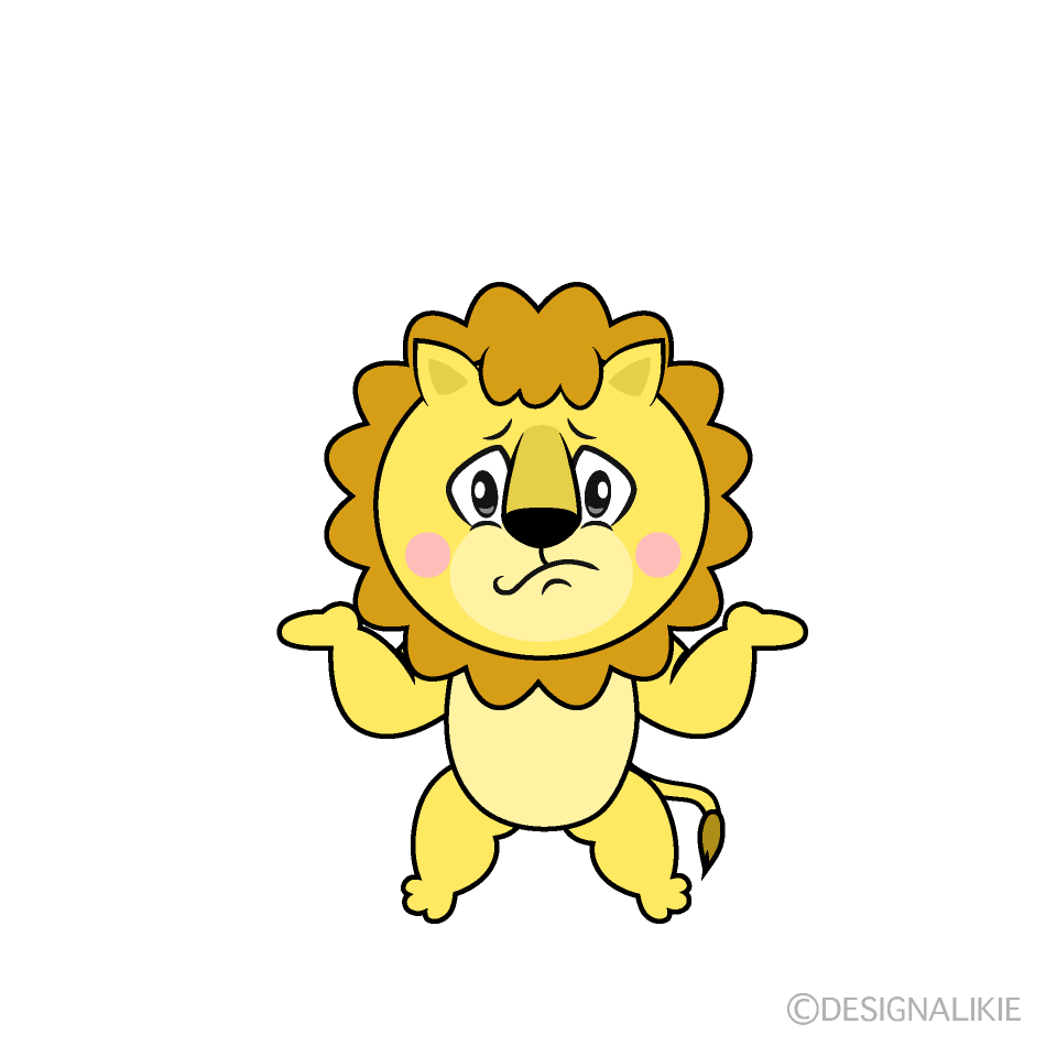 Troubled Lion Cartoon Character Image