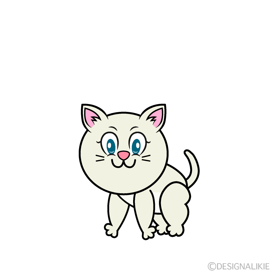 White Cat Cartoon Character Image