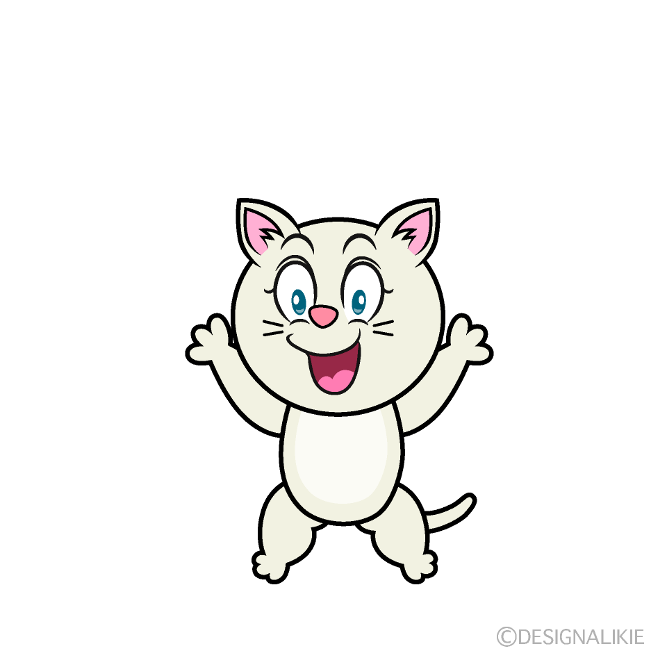 Surprised White Cat Cartoon Character Image