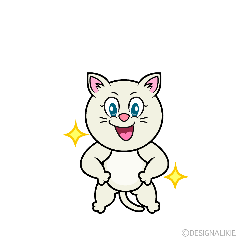Glitter White Cat Cartoon Character Image