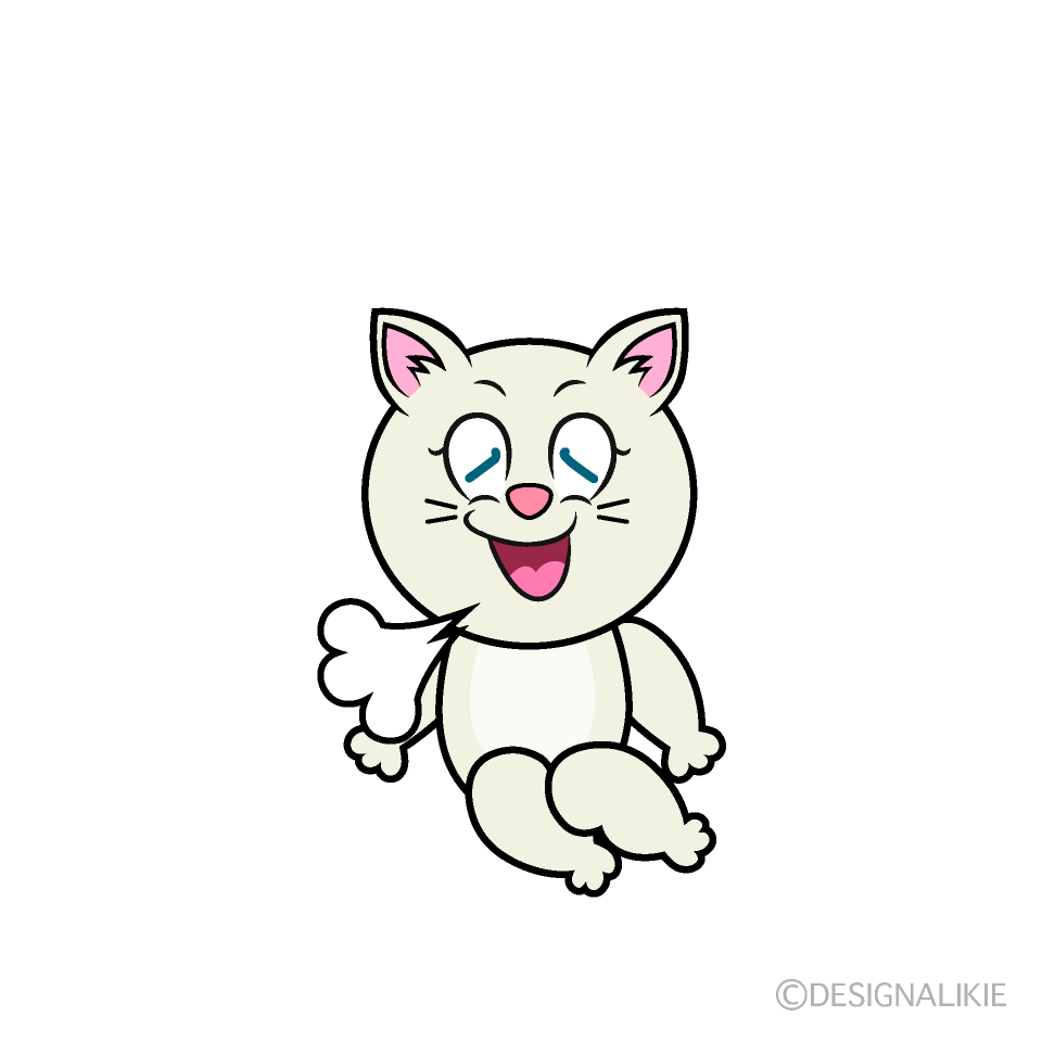 Relaxing White Cat Cartoon Character Image