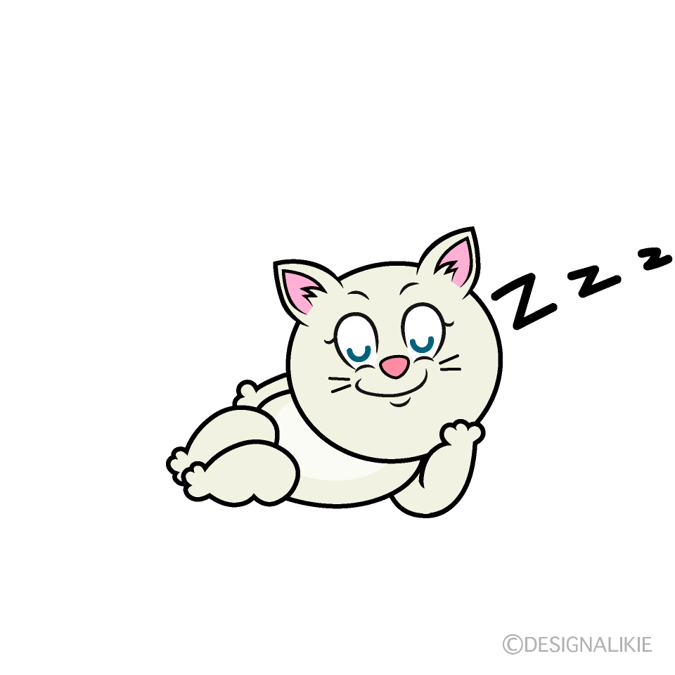 Sleeping White Cat Cartoon Character Image
