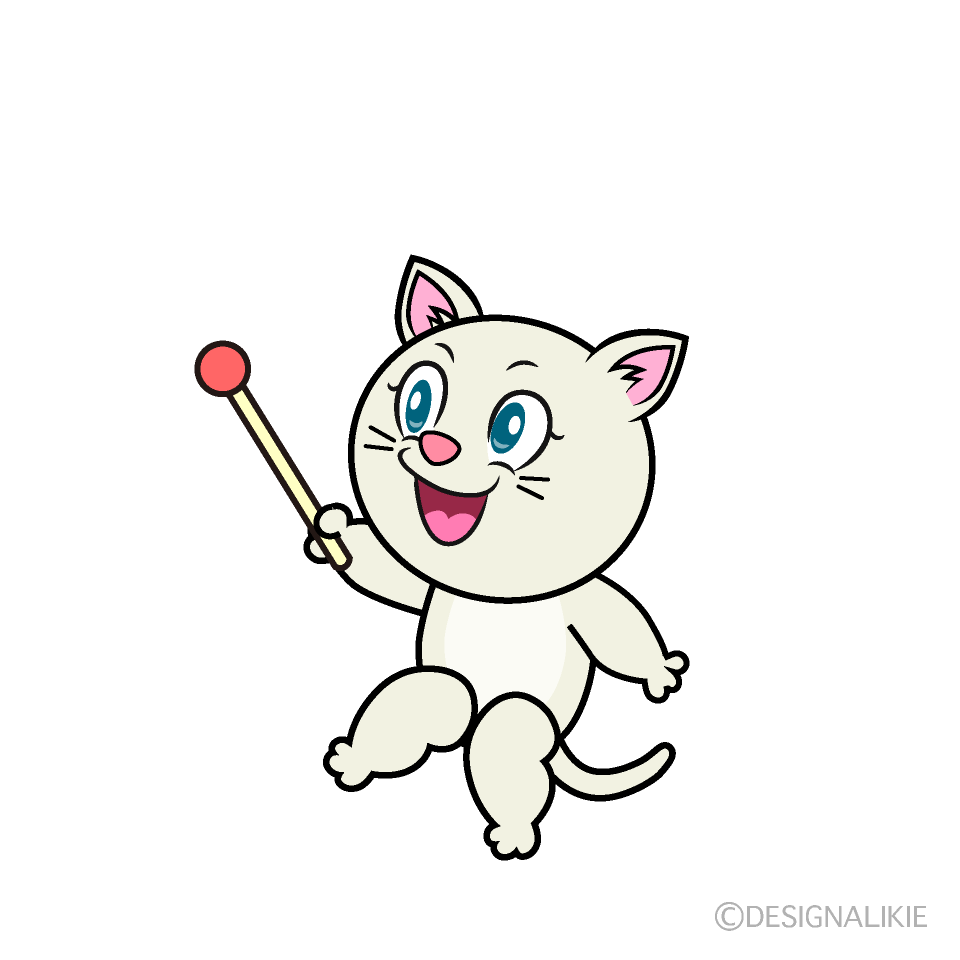Speaking White Cat Cartoon Character Image