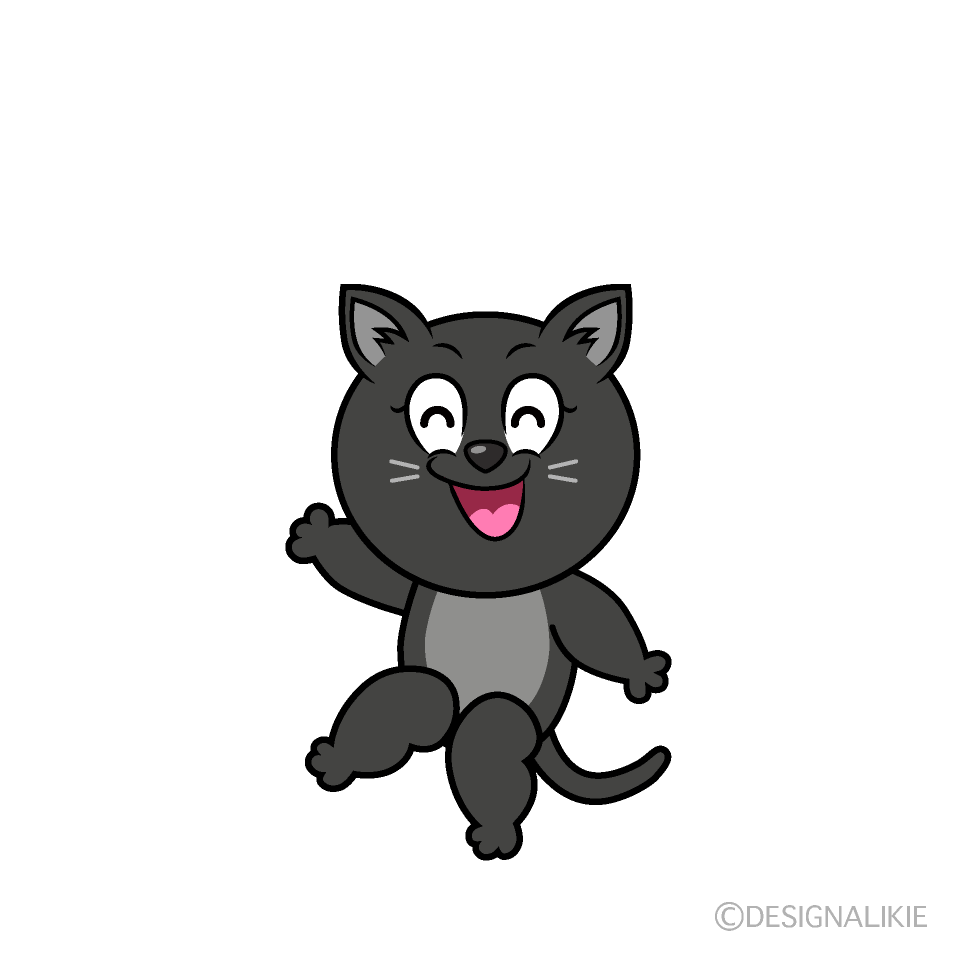 Smiling Black Cat Cartoon Character Image