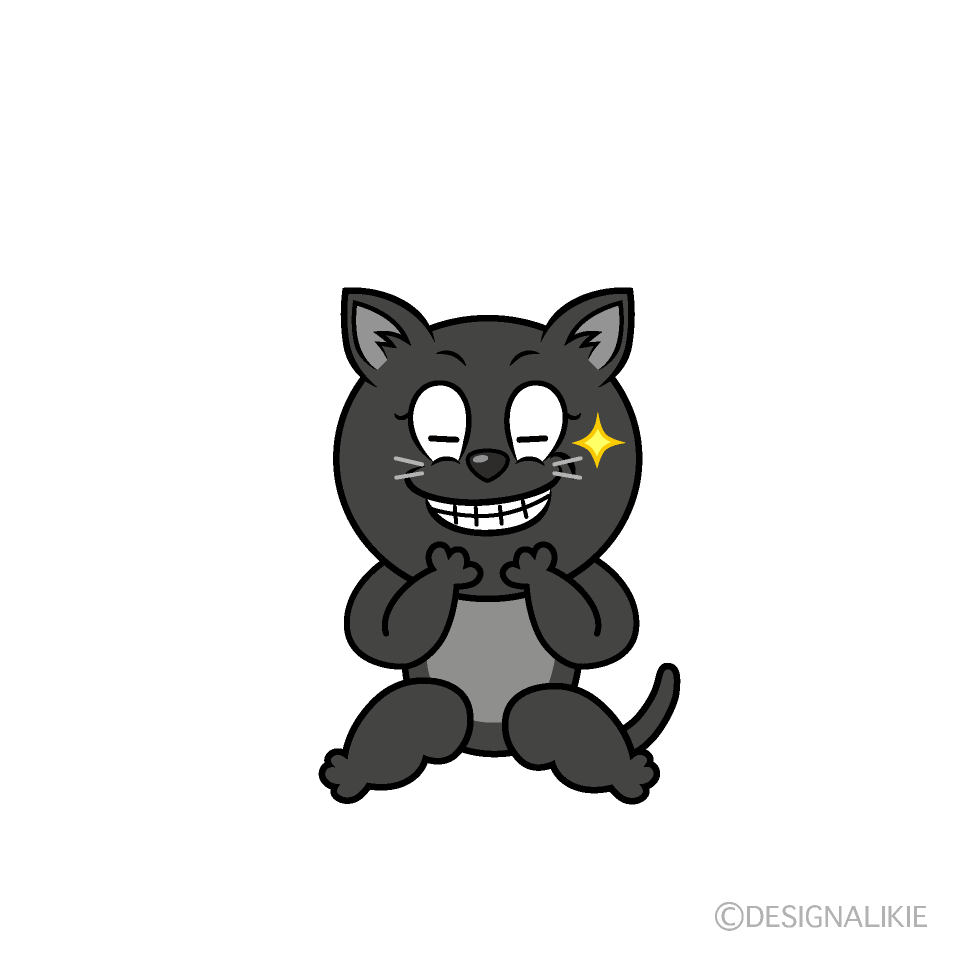 Grinning Black Cat Cartoon Character Image
