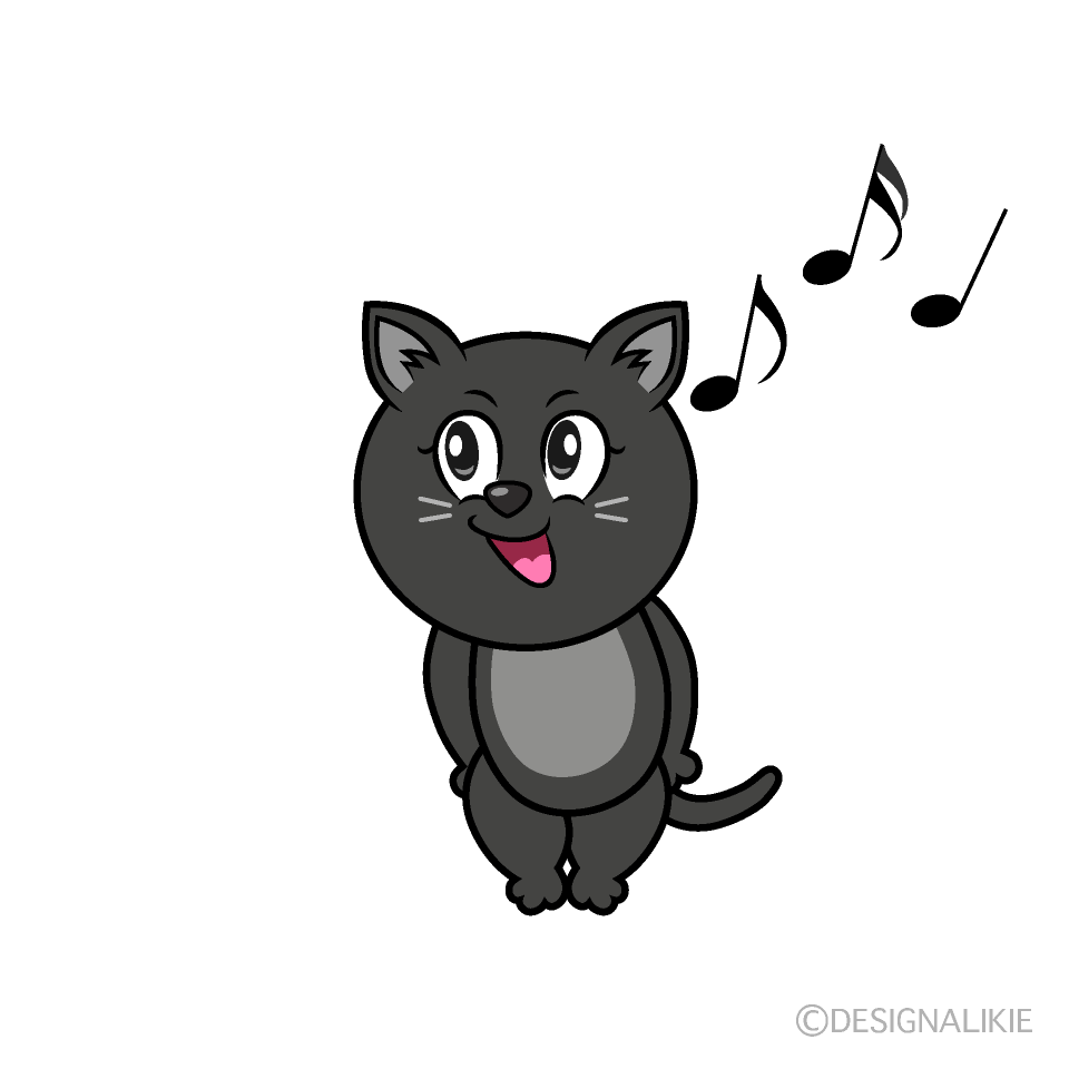 Singing Black Cat Cartoon Character Image