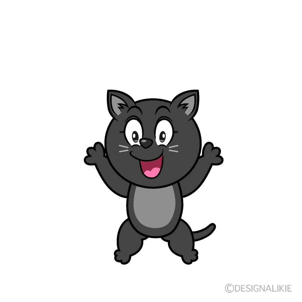 Surprised Black Cat Cartoon Character Image