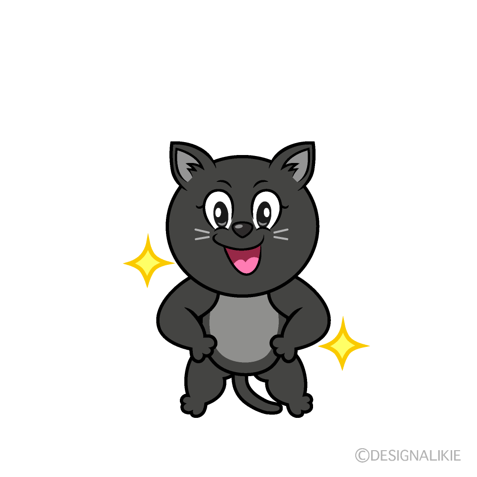 Glitter Black Cat Cartoon Character Image
