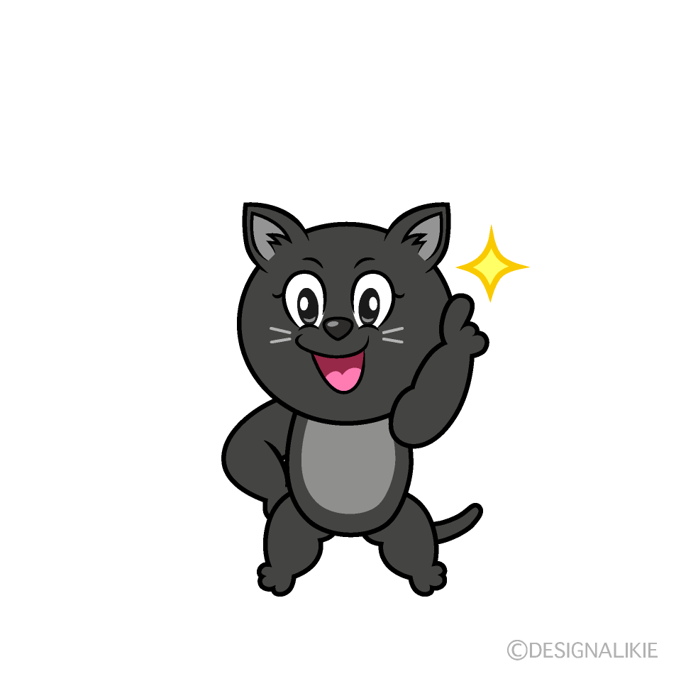Posing Black Cat Cartoon Character Image
